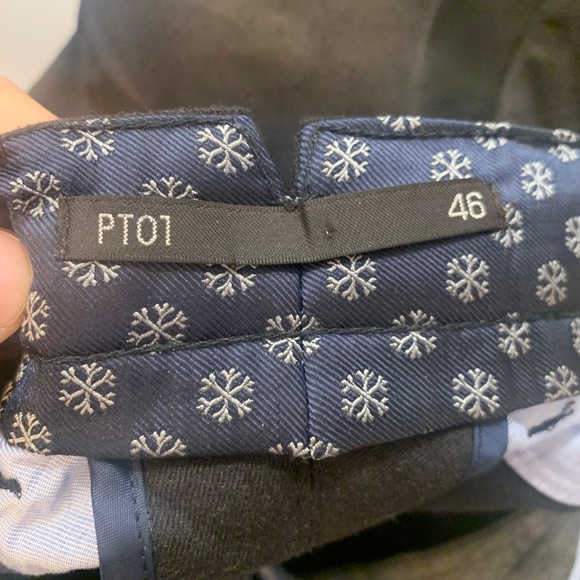 PT01 Men’s 5-Pocket Trouser – Charcoal Flannel Wool with Satin Side Stripe - Picture 4 of 5